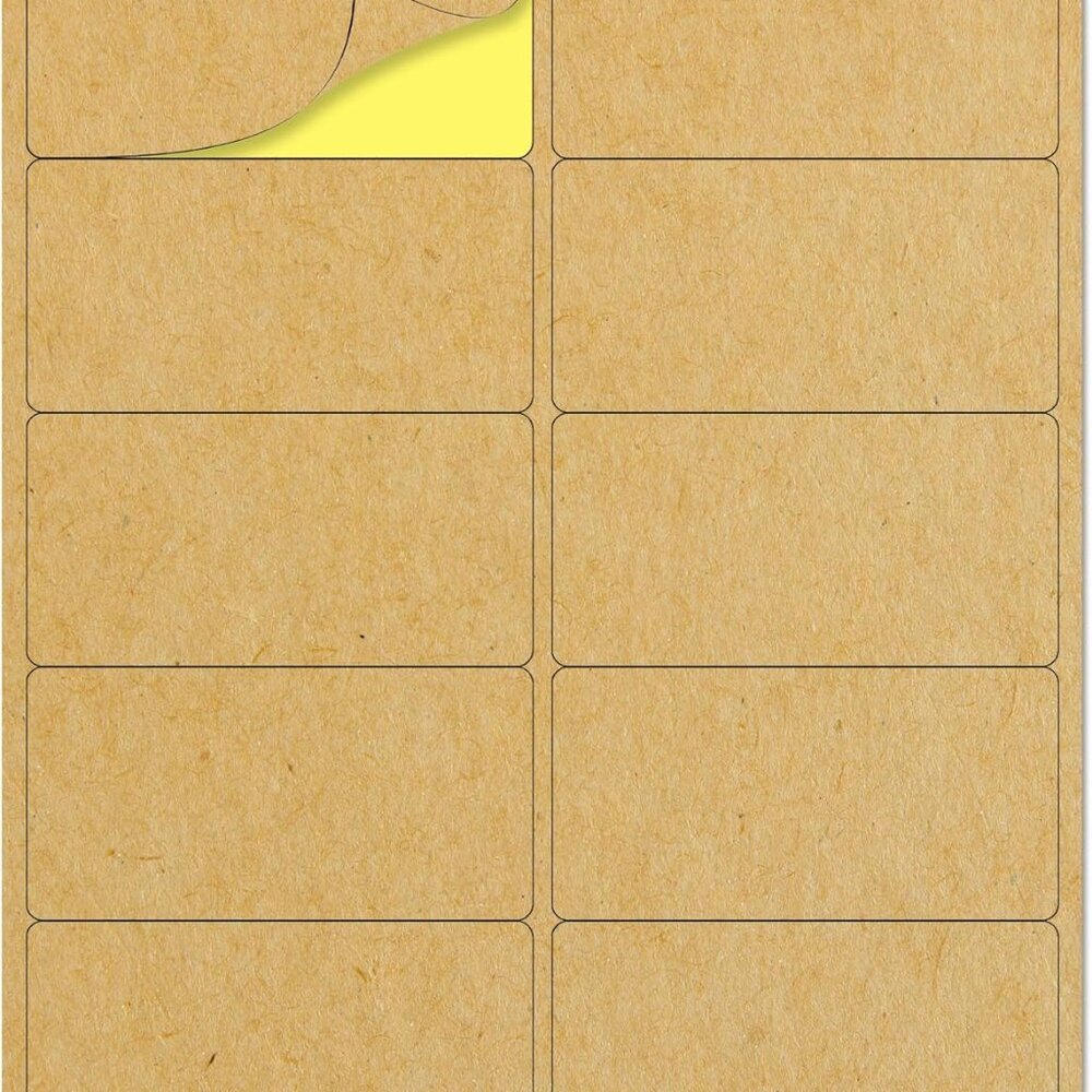 4" x 2" Kraft Labels Stickers, Letter Size with Print Templates - 150 Sheets, Pa